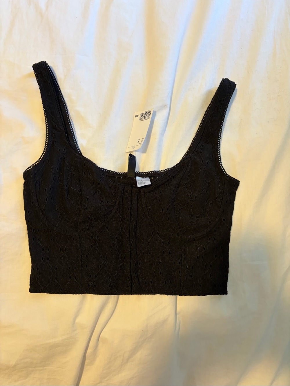 H&M Black Lace Crop Tank Top Women’s Size M